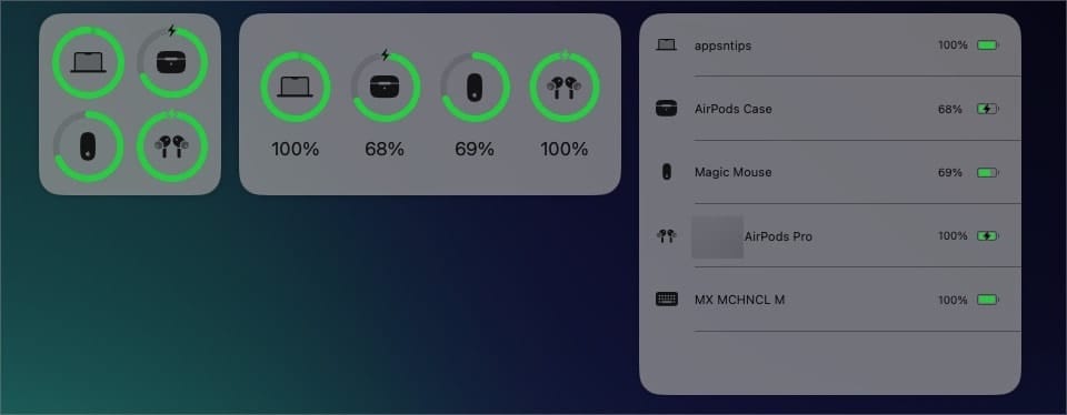 Battery widget added to Mac desktop