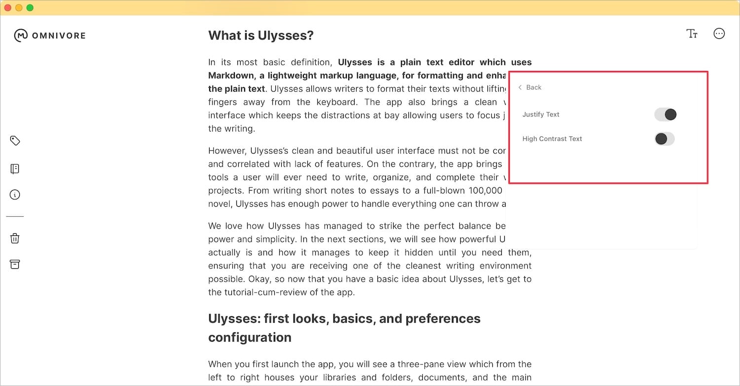 Advanced Reading Settings in Omnivore