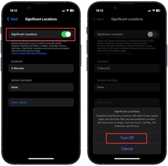 Turning off significant location
