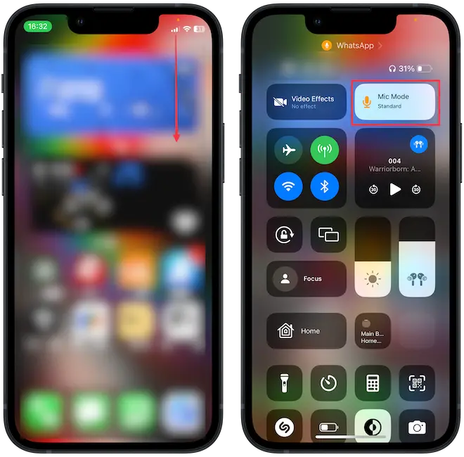 Control center screenshot