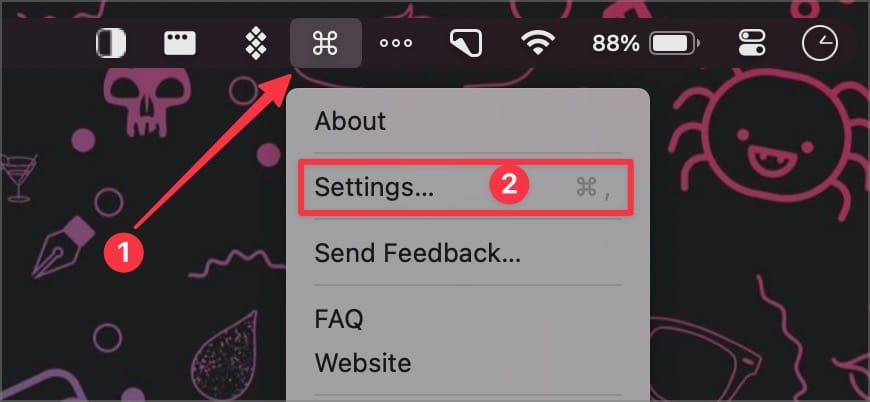 Command X Menu Bar menu