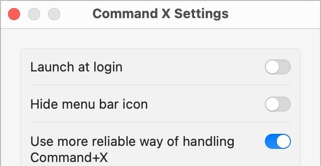 Command X Settings