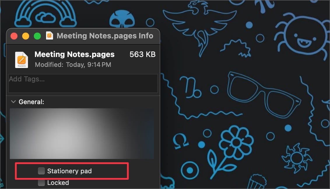 enable checkbox for stationery pad