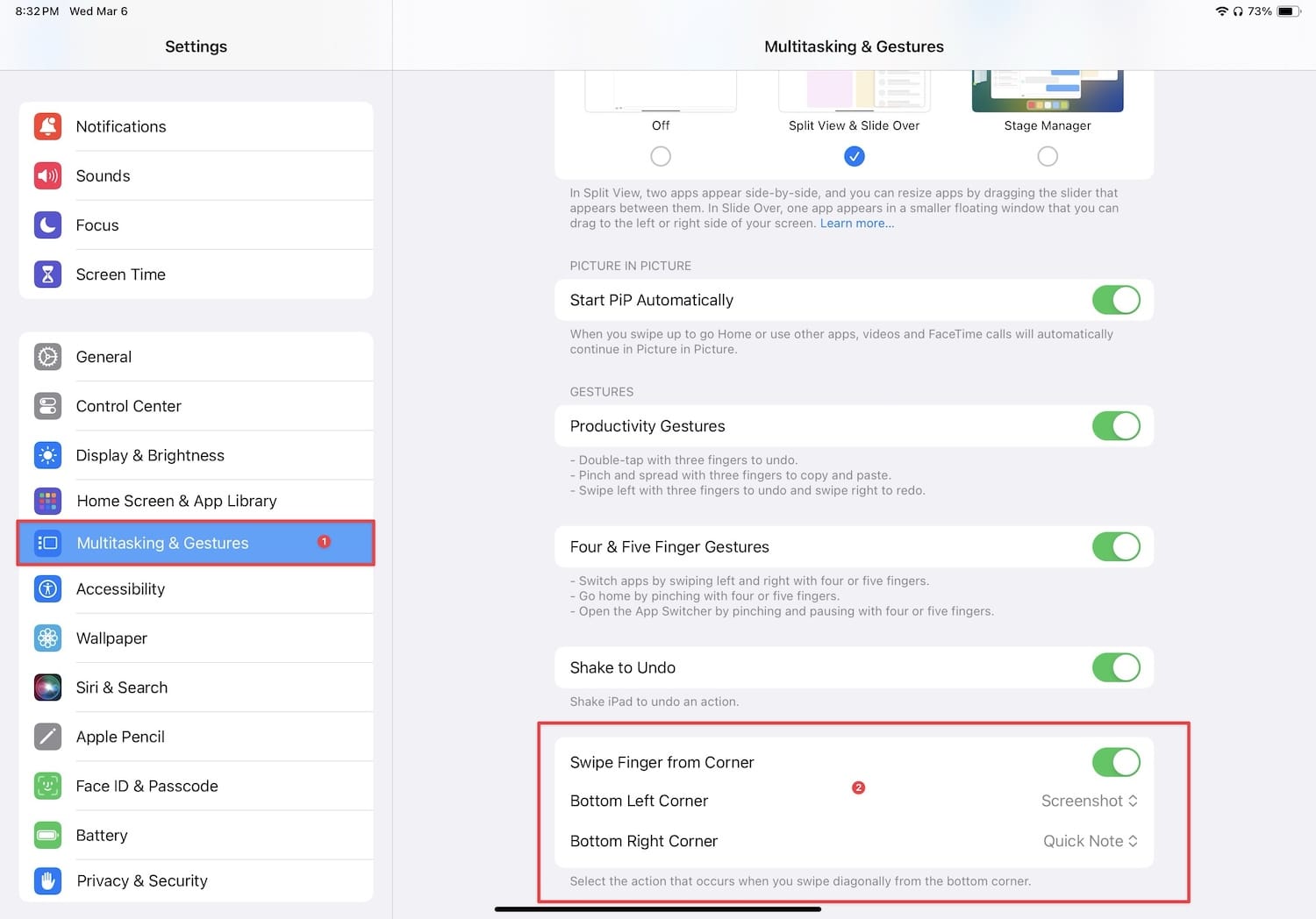 enabling finger drag option