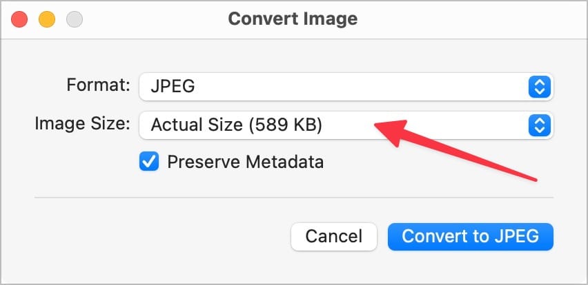 Convert Image menu