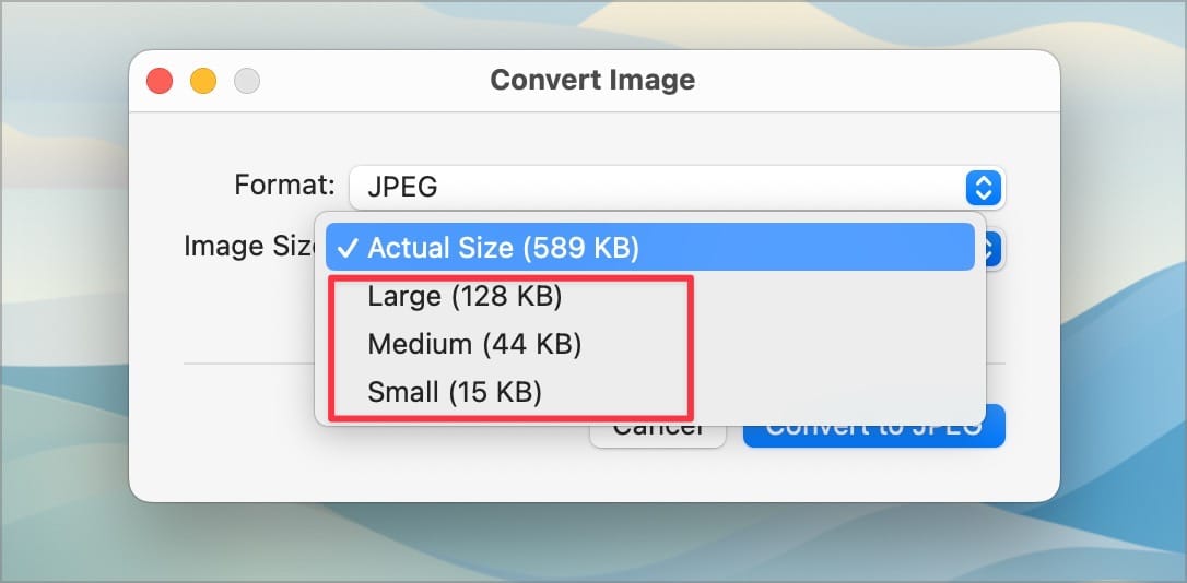 Choosing the compression size