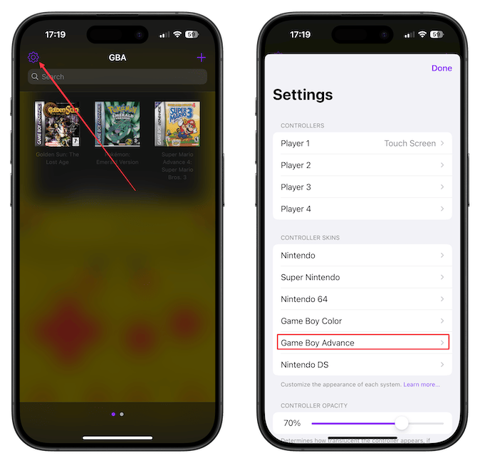 Opening delta app settings