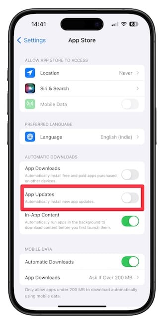 How to Stop Auto Apps Update on iPhone