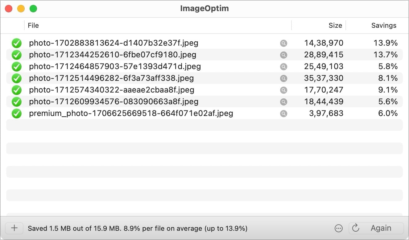 Images being compressed in ImageOptim