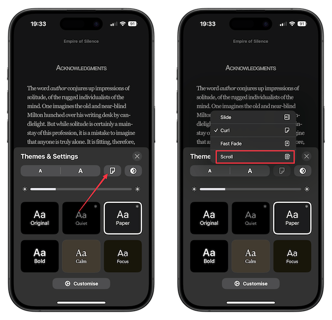 How to Use Vertical Scrolling in Apple Books