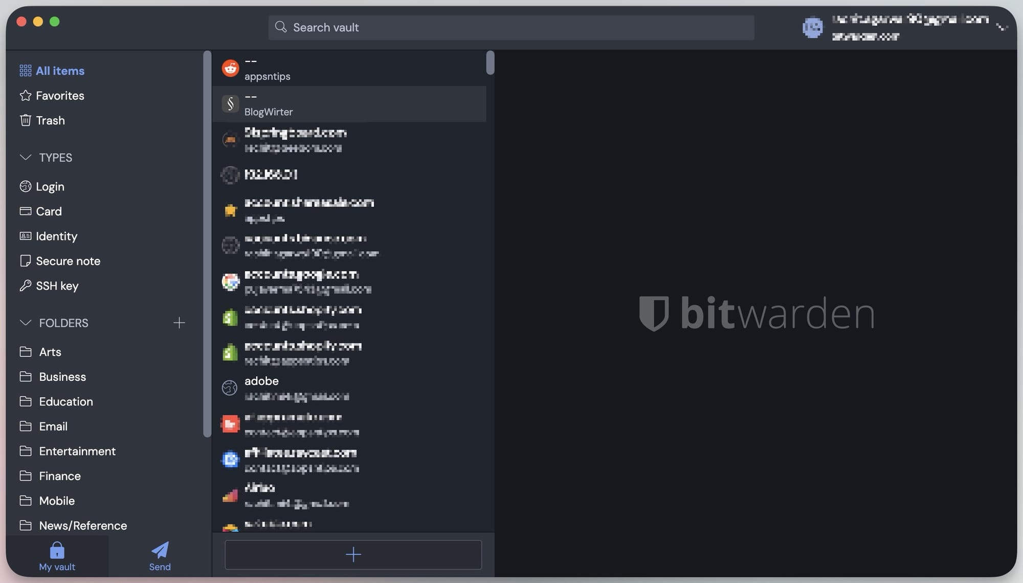 screenshot showing Bitwarden app