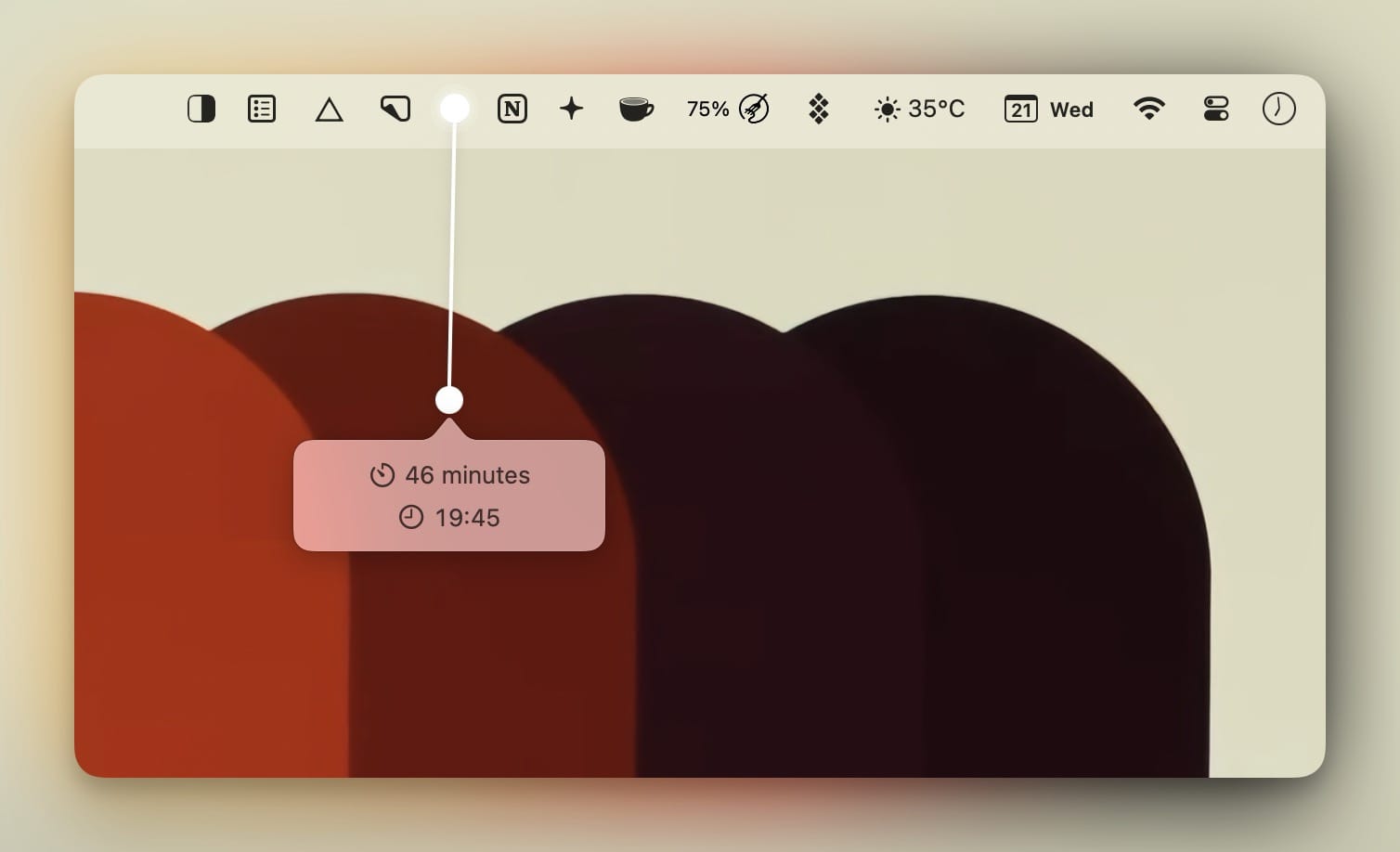 Screenshot showing Countdown app in action