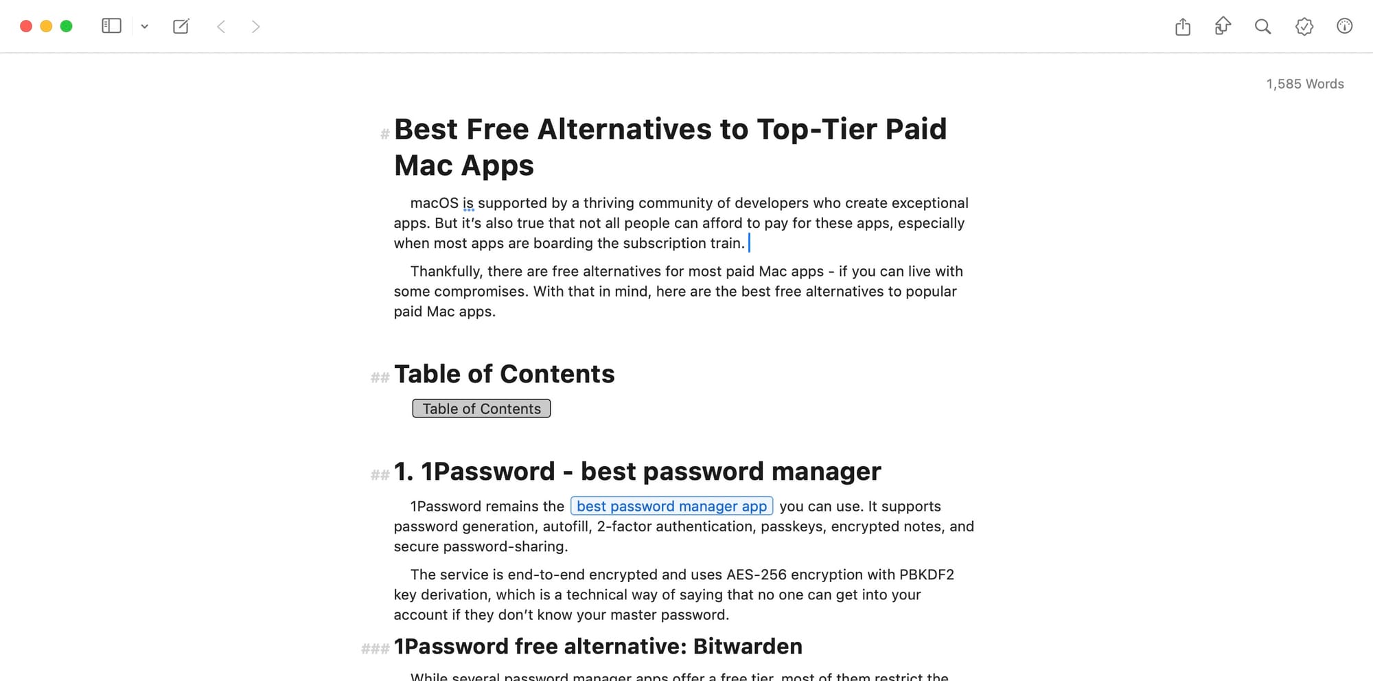 Ulysses app screenshot