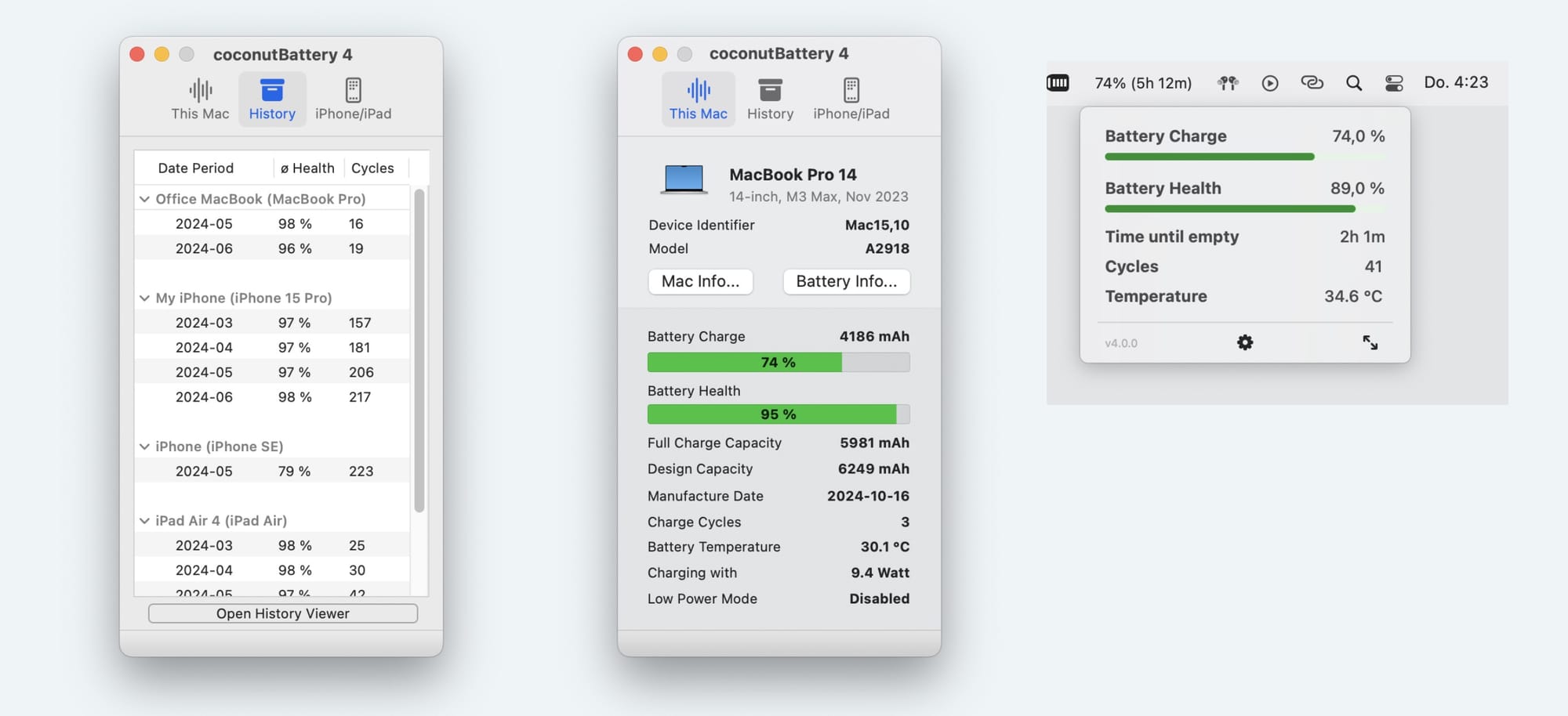 coconutBattery 4 screenshots
