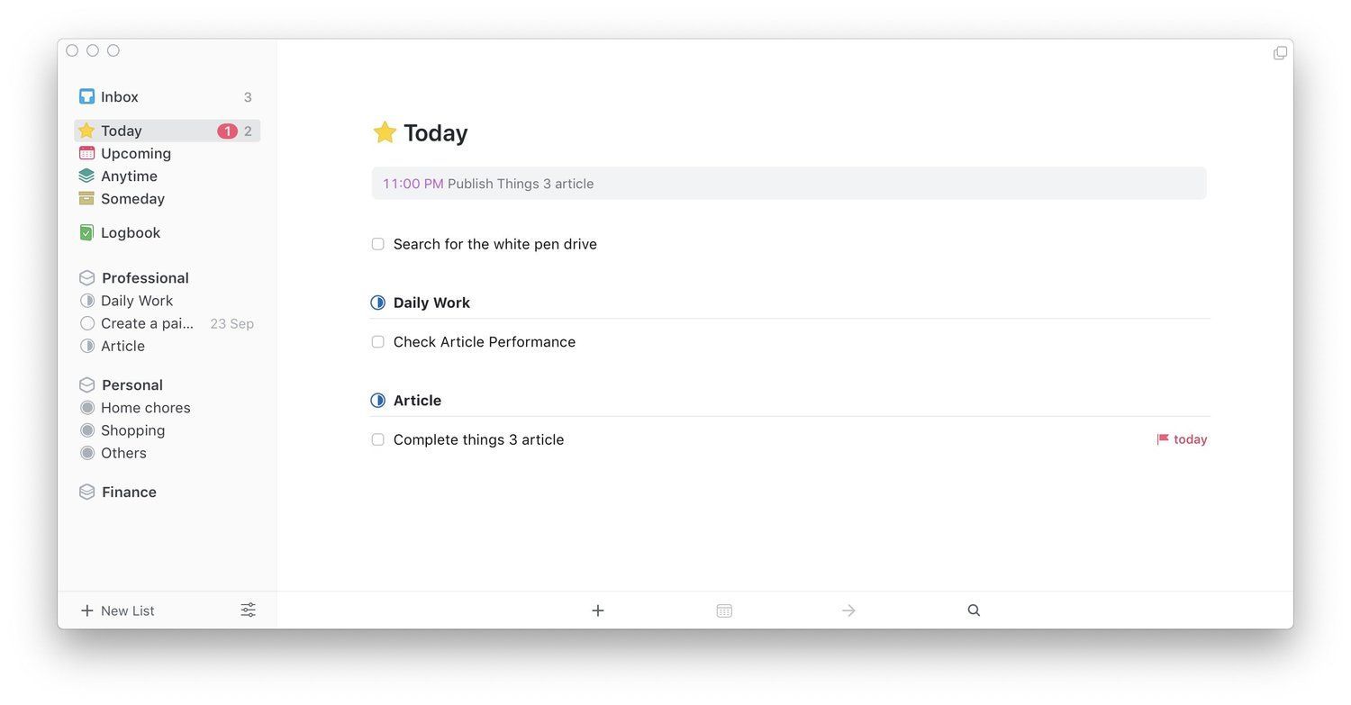 Things 3 Mac app screenshot