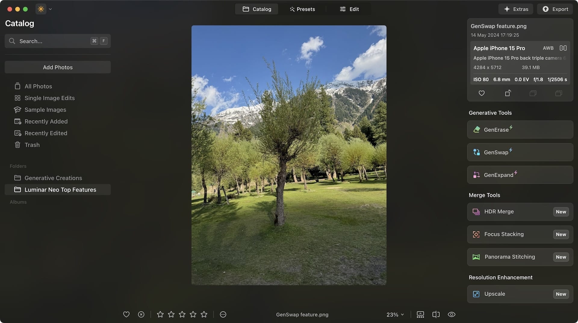 Original image in Luminar Neo