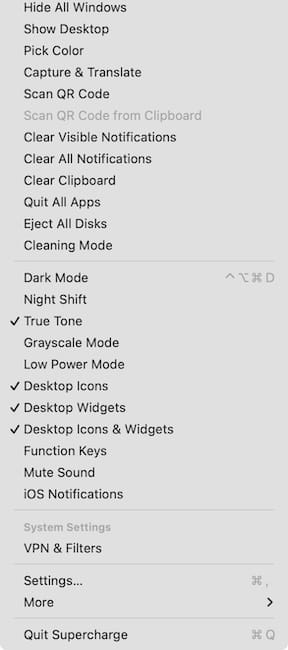 Supercharge menubar actions