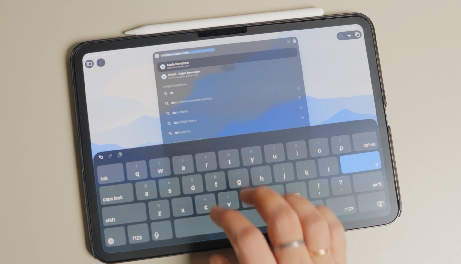 opening apple developer website on iPad