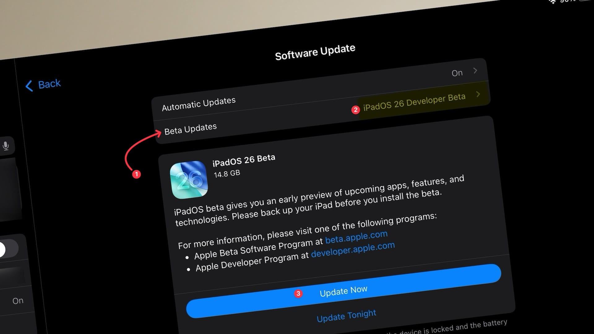 update to iPadOS 26