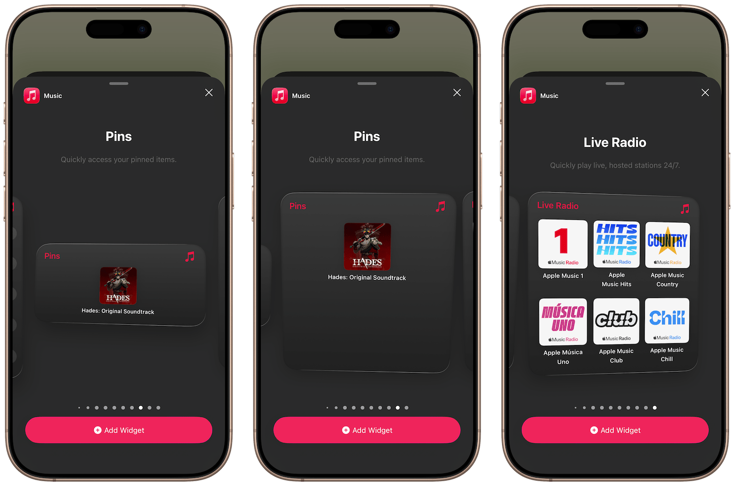 new apple muisc home screen widgets