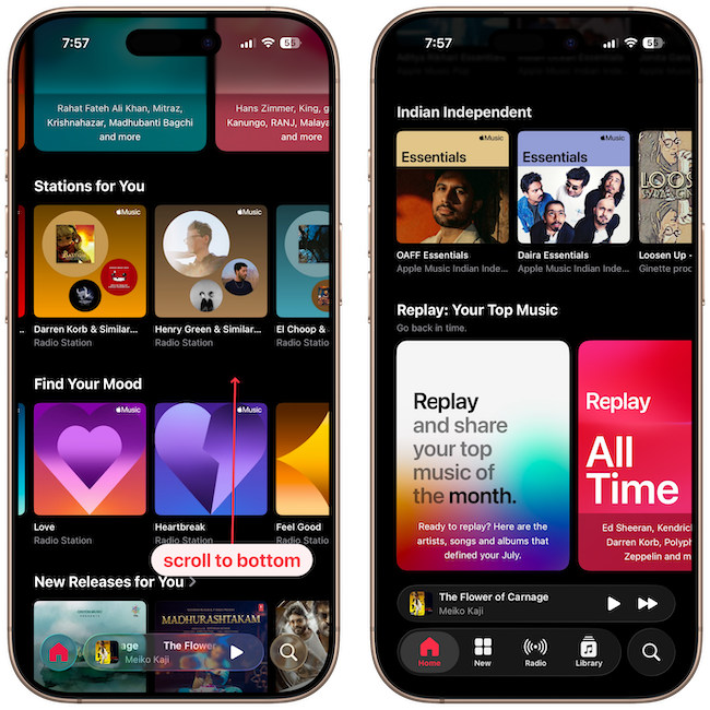 screenshot showing apple music replay feature