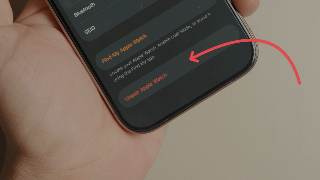 Unpair Apple Watch button