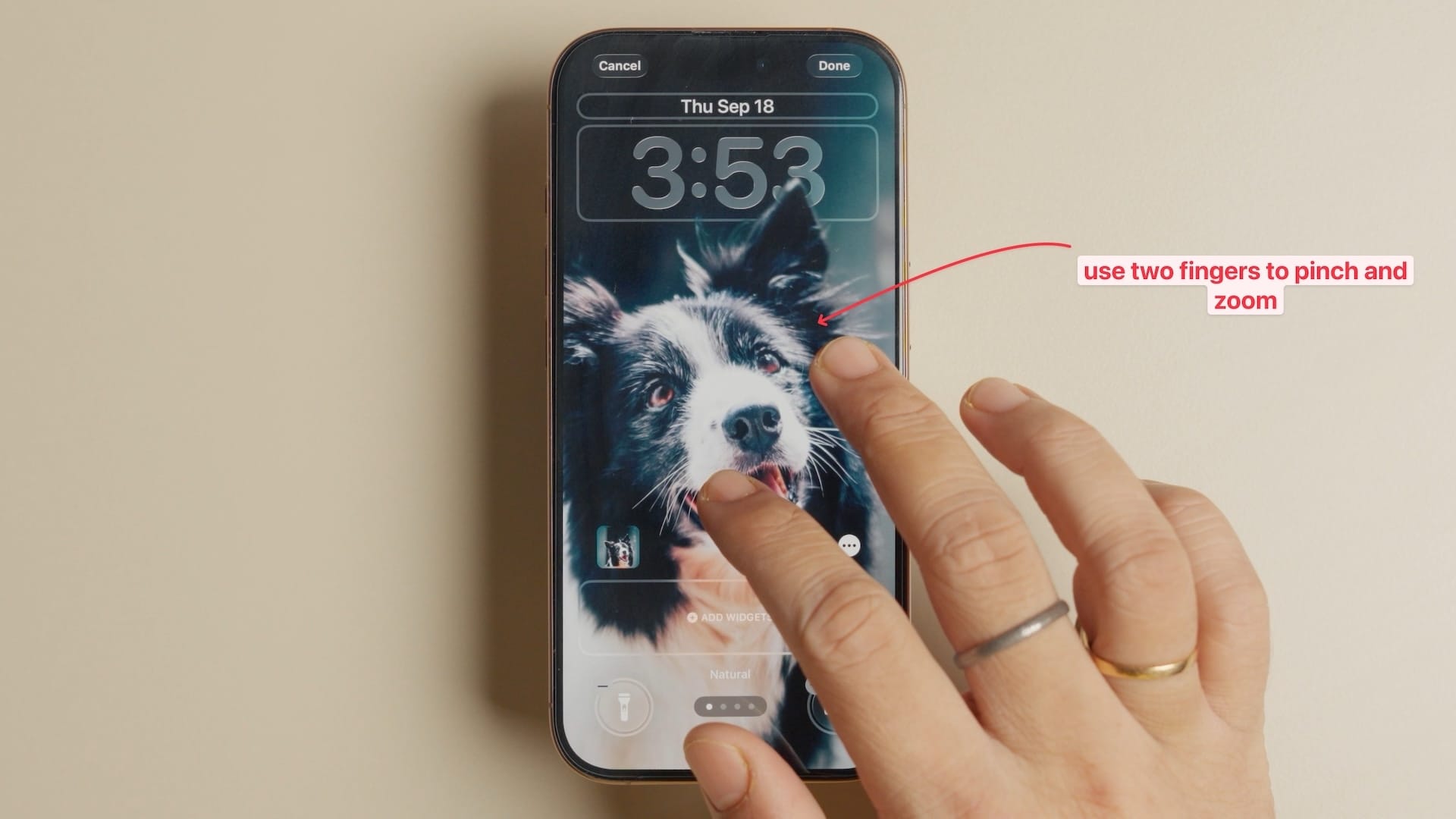 Use two fingers to pinch and zoom
