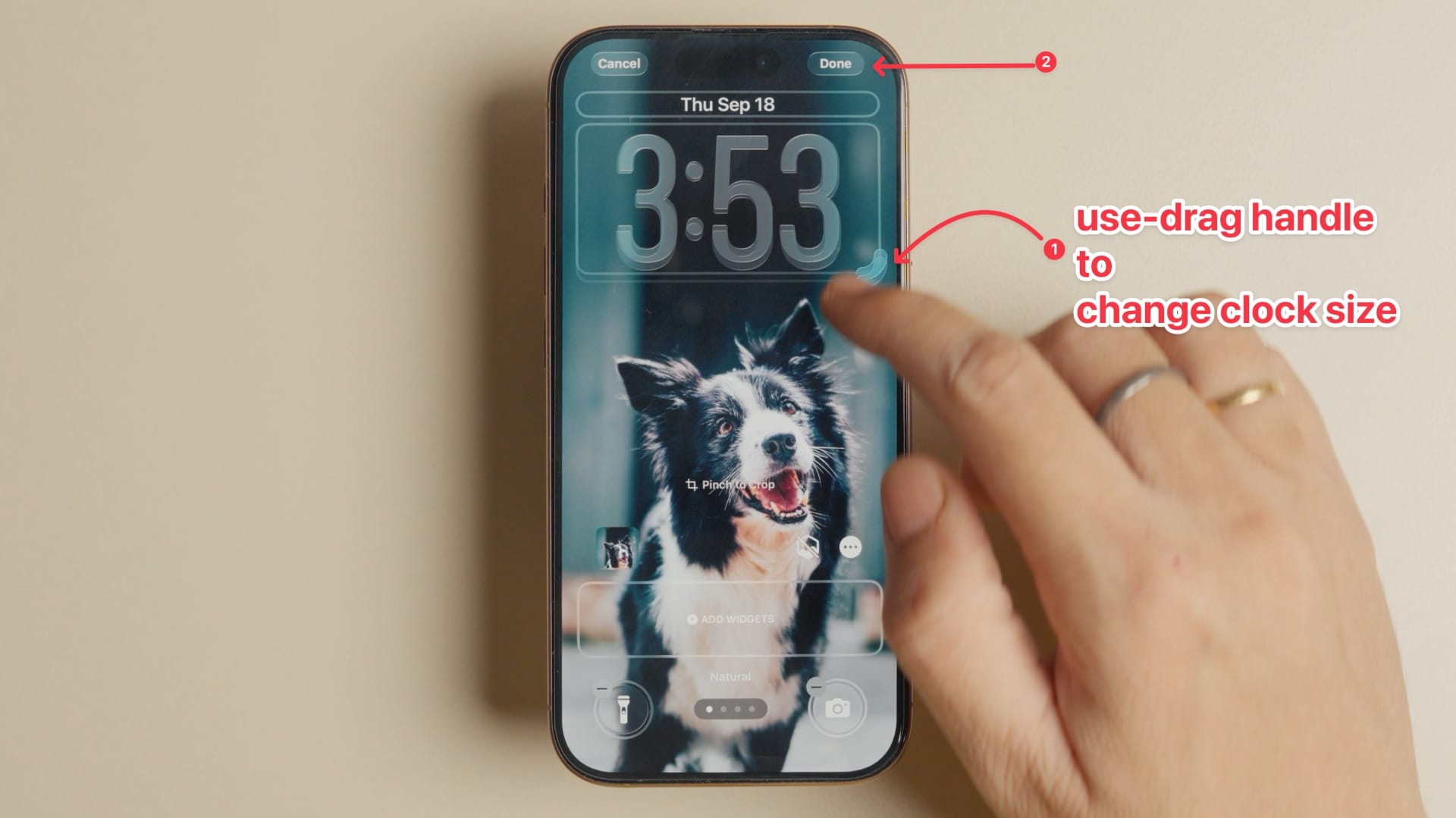 change lock screen clock size