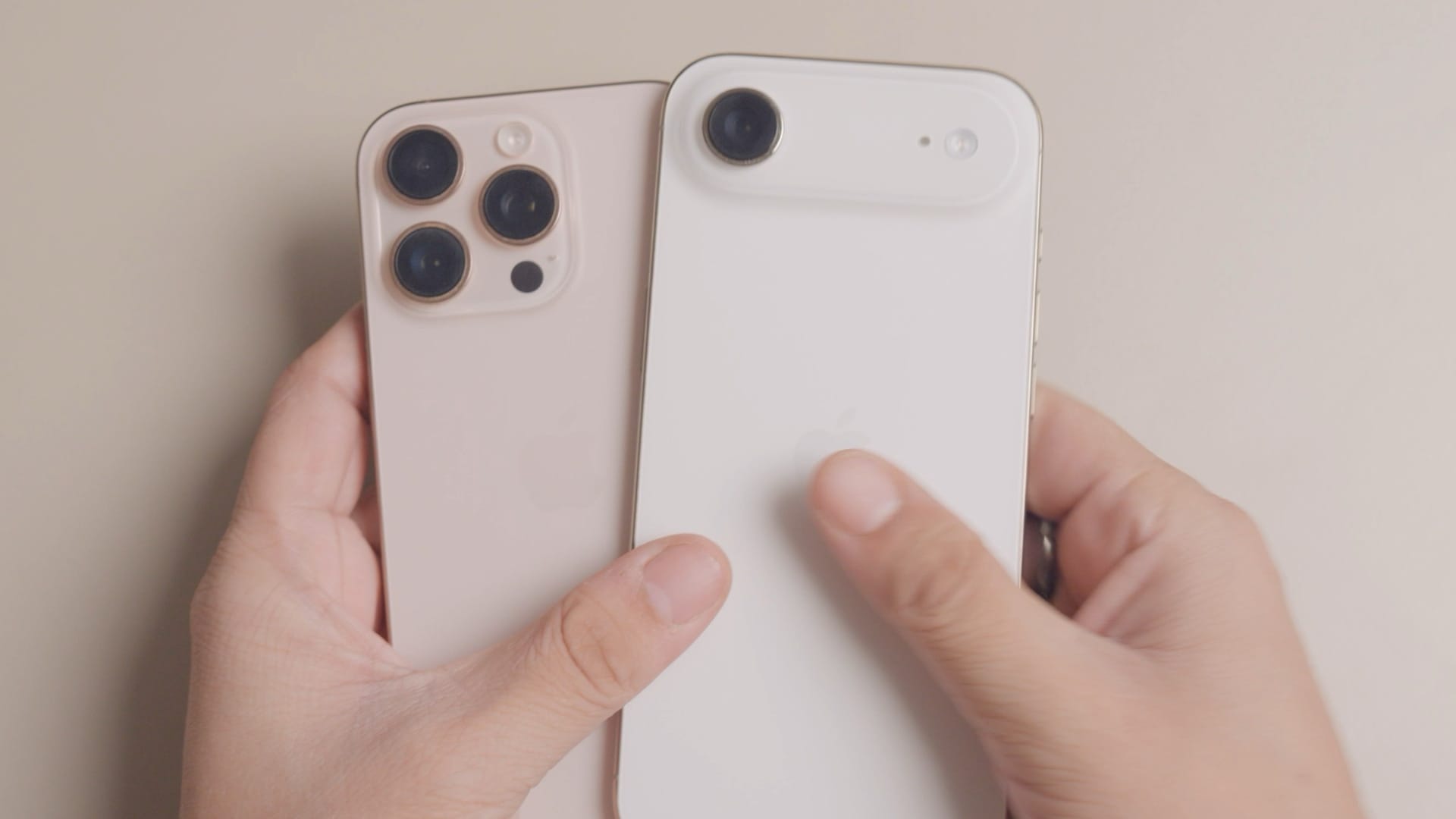 iPhone Air and iPhone 16 Pro in desert titanium