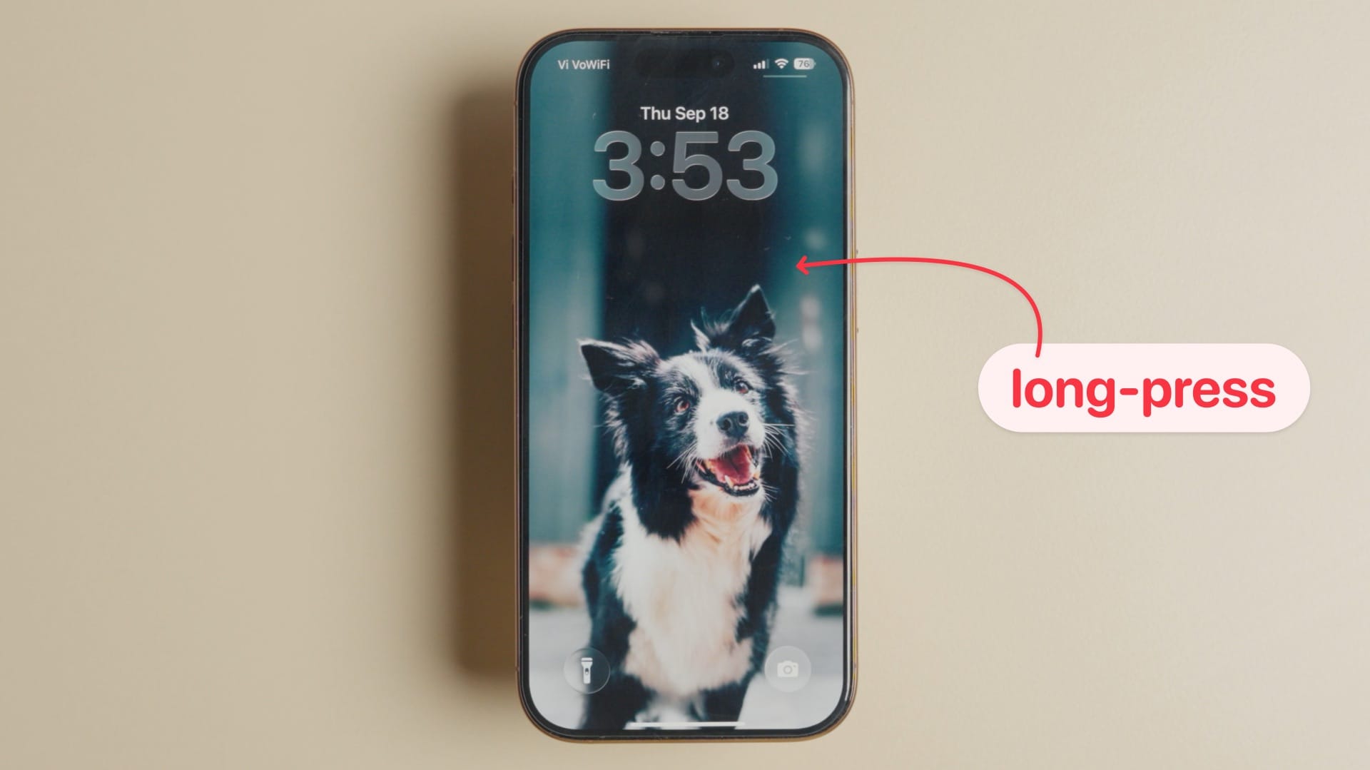 long-press on lock screen