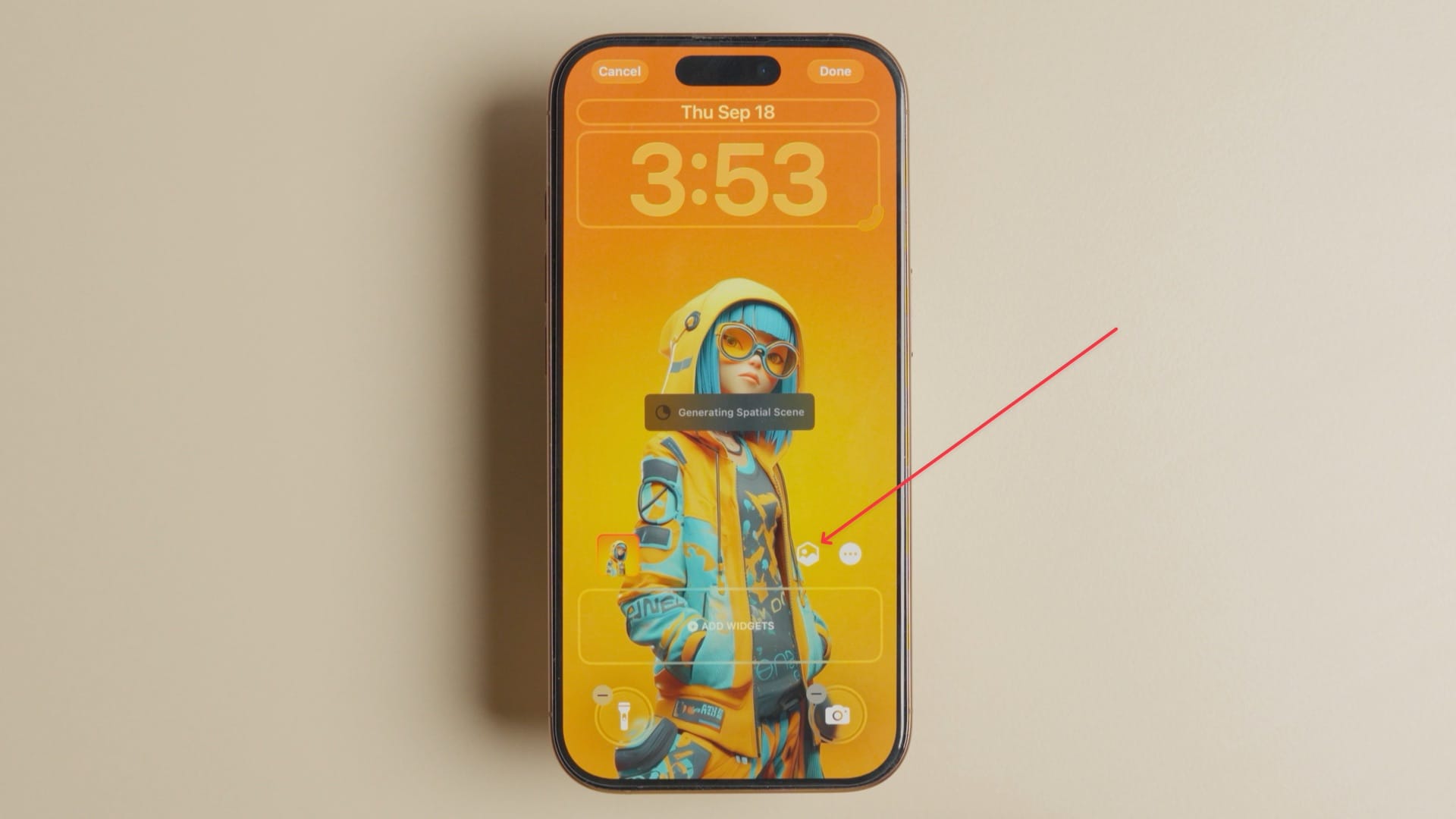 tap the spatial wallpaper button
