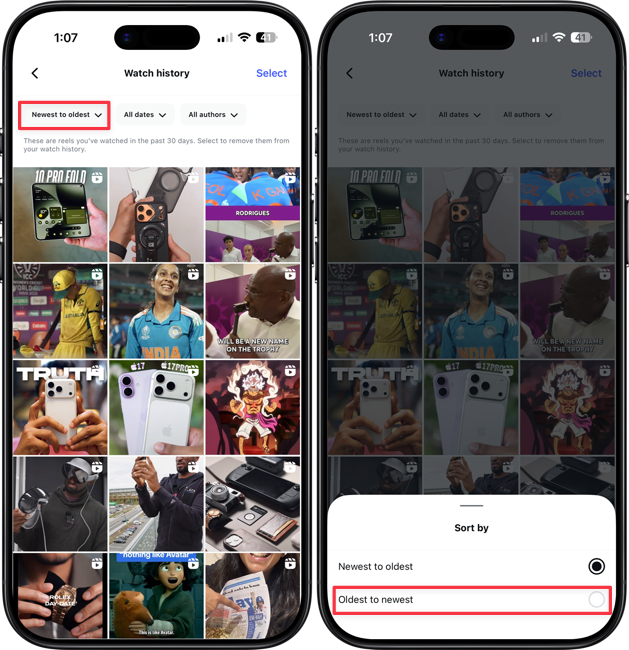 changing sorting order from oldest to newest