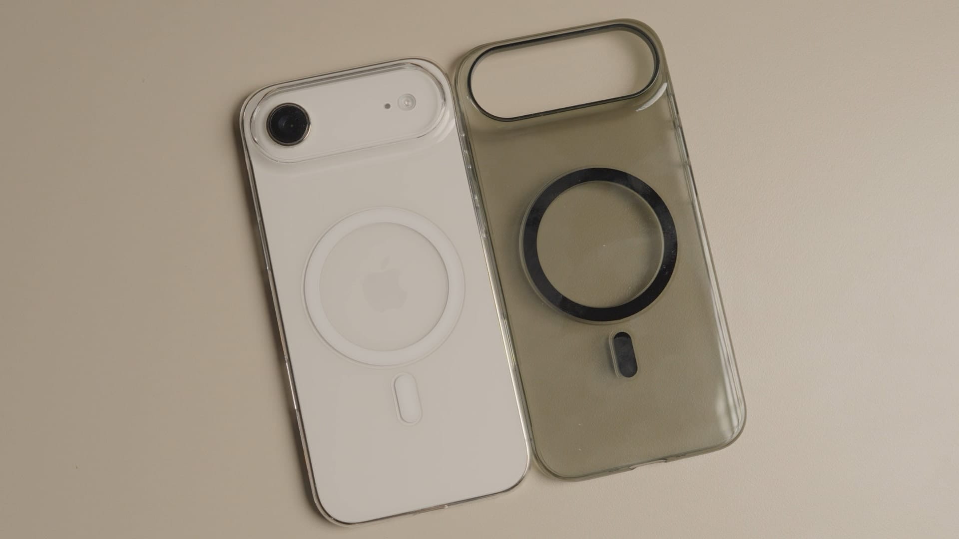 Diamond clear and onyx black side by side