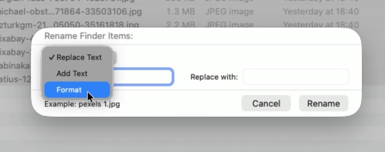 different renaming options