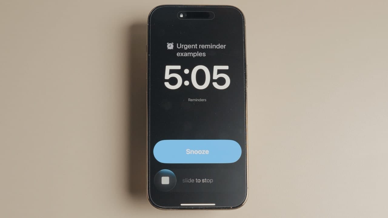 reminders alarm showing the snooze button
