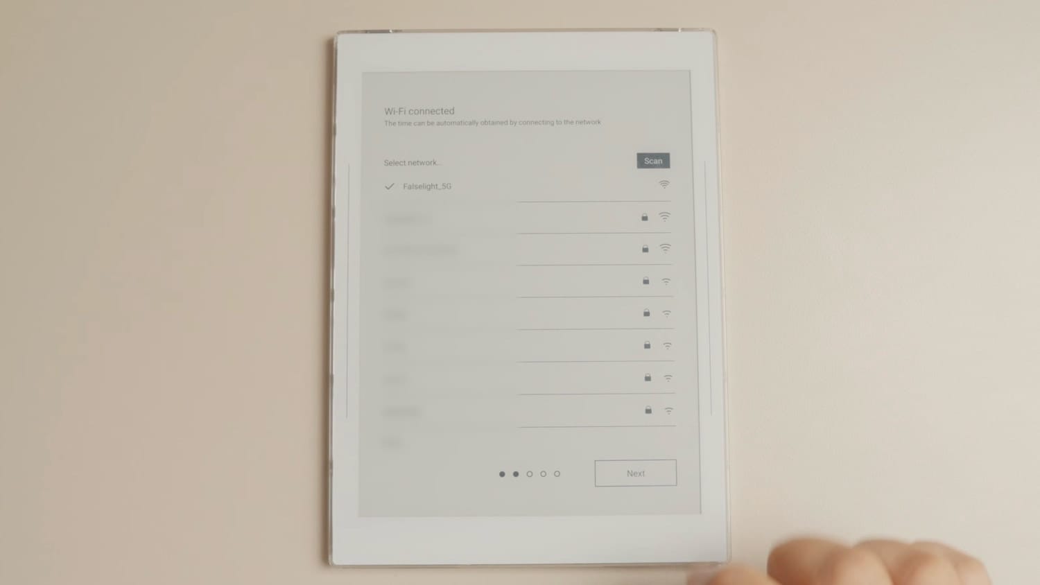 Supernote nomad set up wi-fi screen