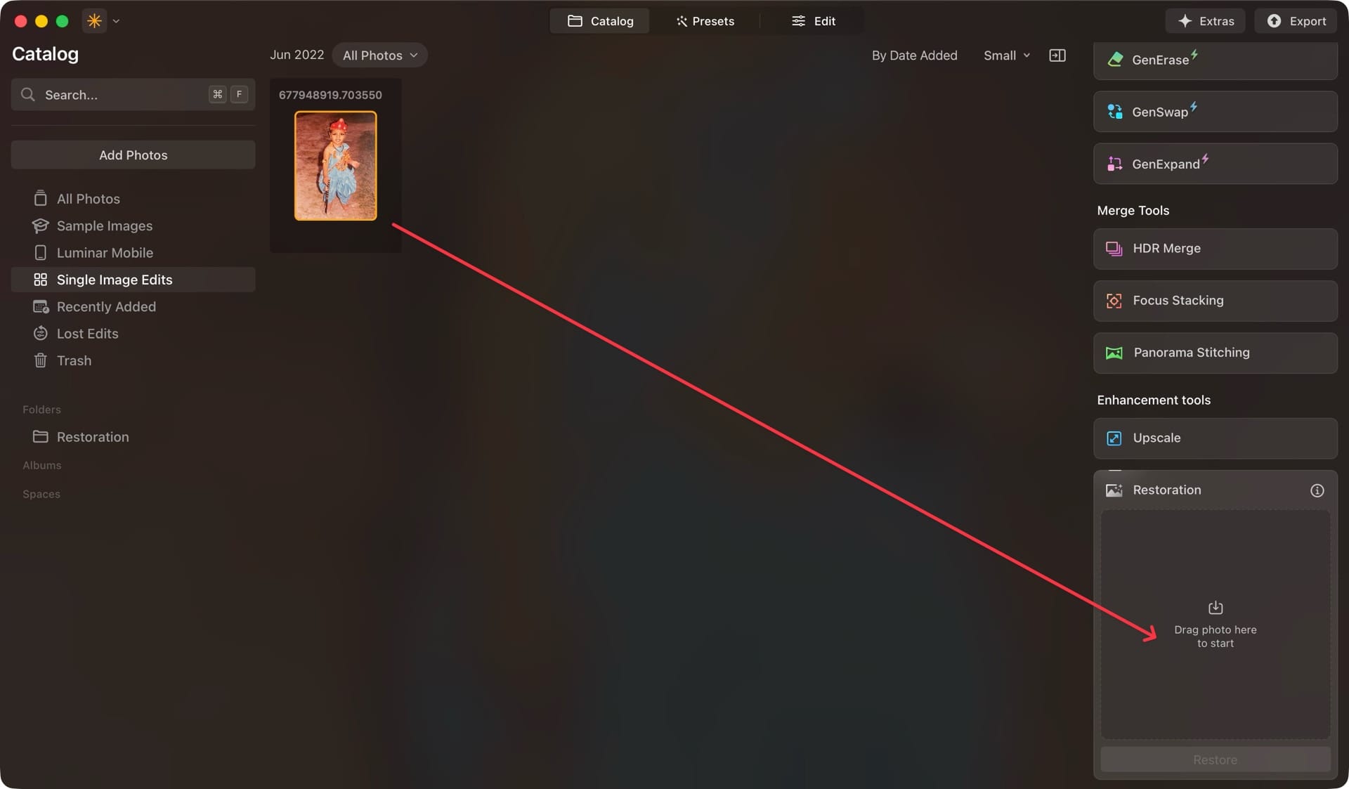 Luminar old photo restoration feature