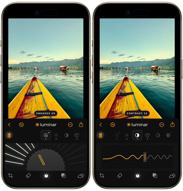 making edits in Luminar Mobile
