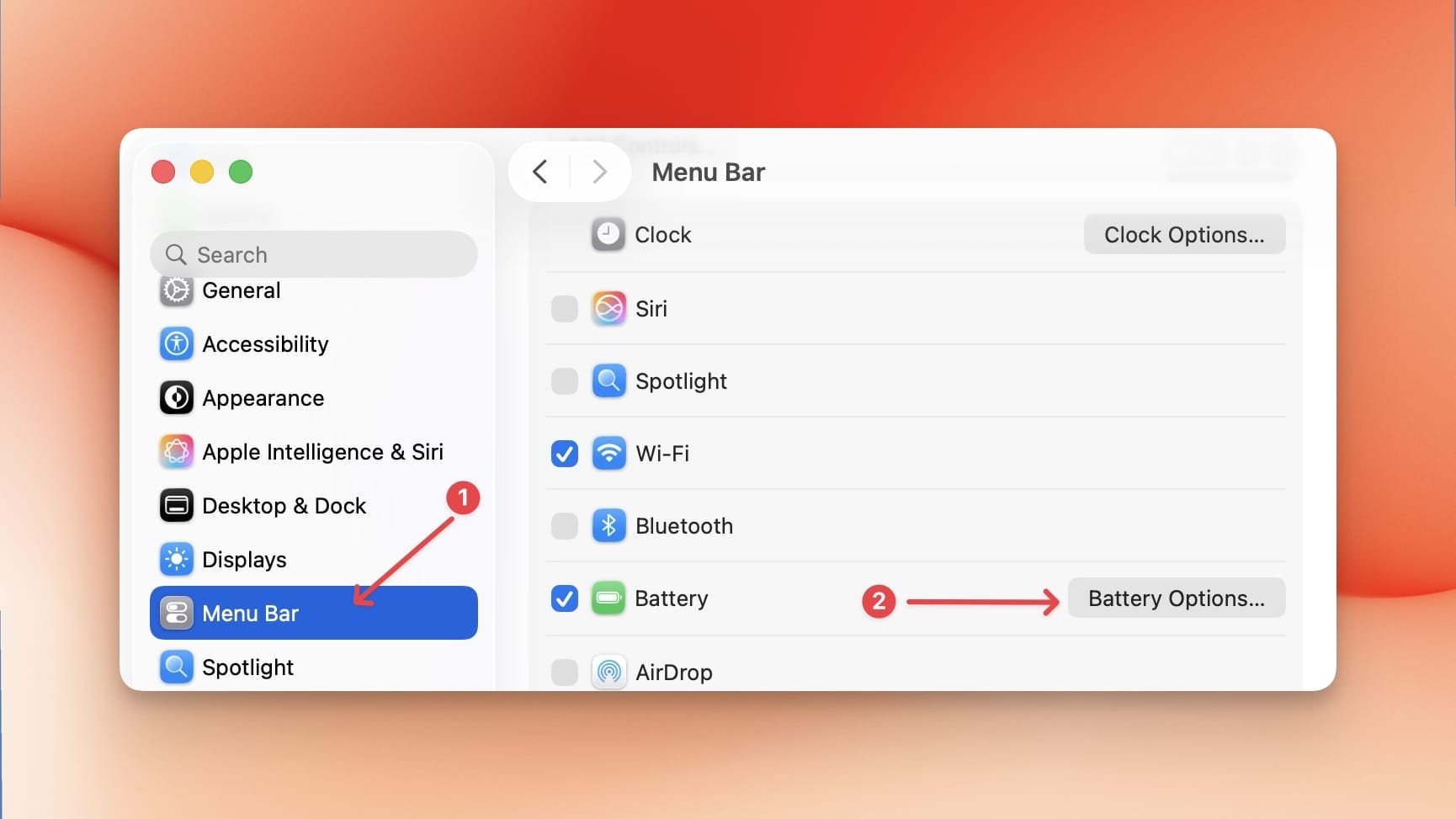 Menu Bar settings screenshot