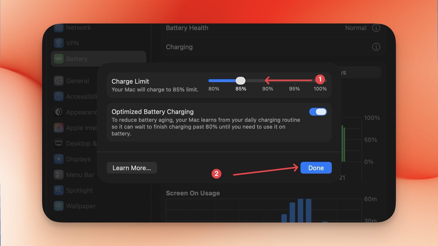 setting the battery charge limit