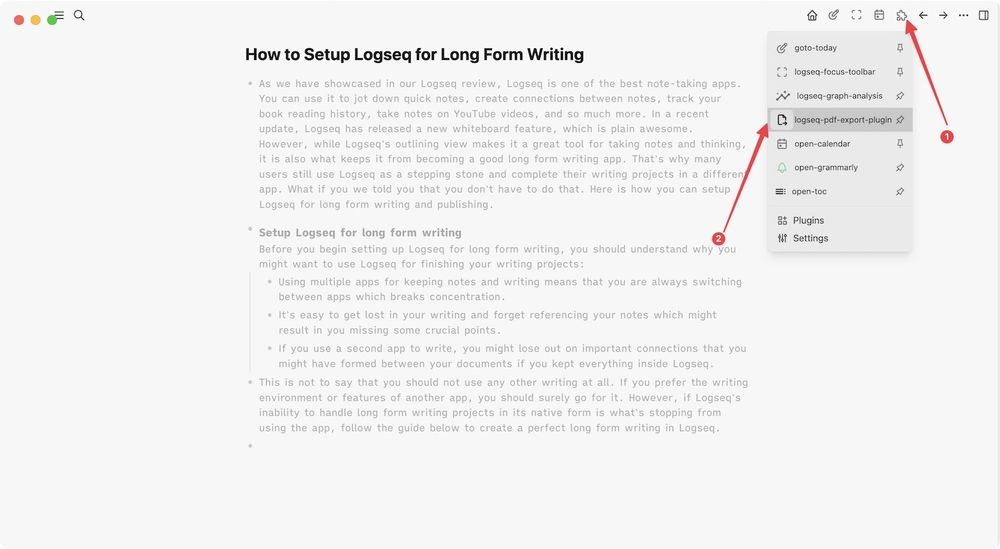 How to Setup Logseq for LongForm Writing appsntips