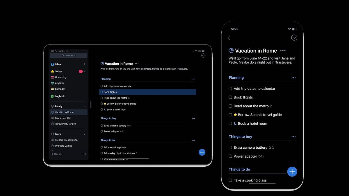 Things 3.8 Brings Dark Mode to Its iOS Apps