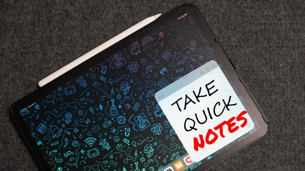 Quick note open on iPad Pro 11-inch with Apple Pencil