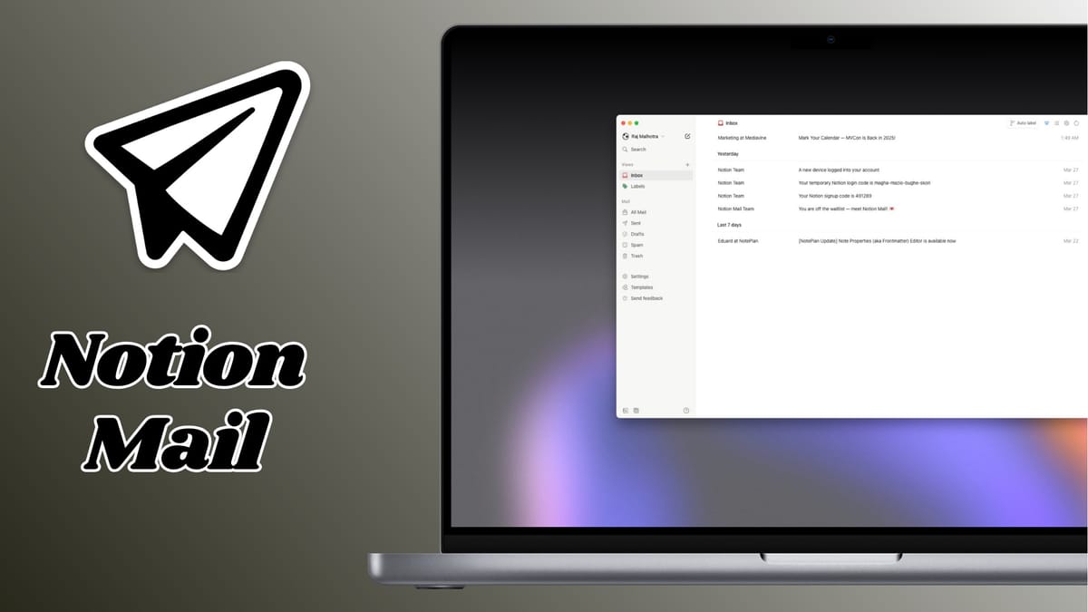 Notion Mail running on Mac