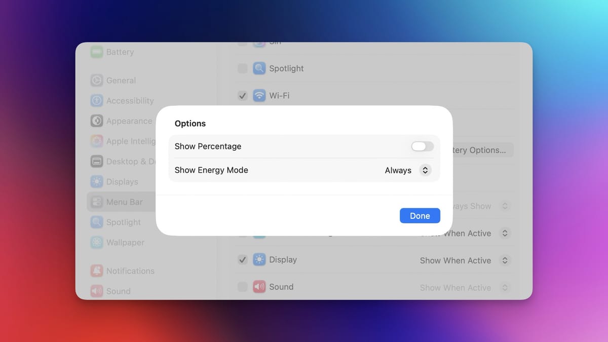 Batter percentage settings screenshot
