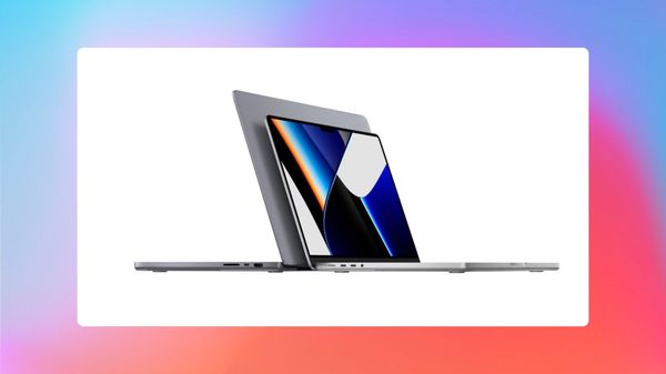 14-inch and 16-inch MacBook Pro mockup with a gradient border