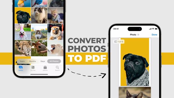 iPhone mockup showing photos to pdf conversion