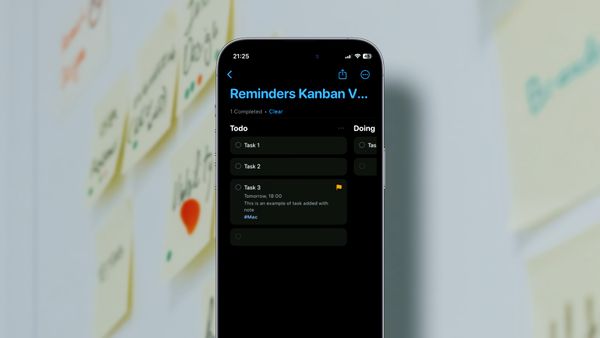 Reminders app showing kanban board on iPhone