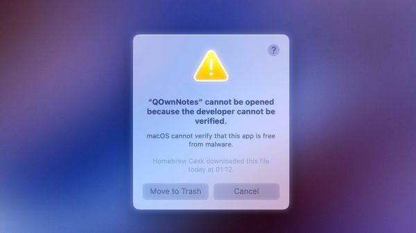 macOS showing app cannot be opened because the developer cannot be verified error