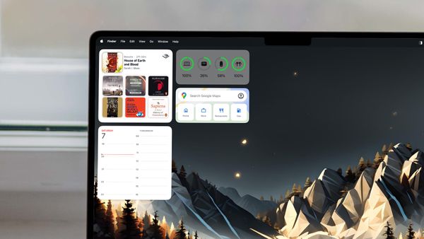MacBook Pro screen showing full-colored widgets